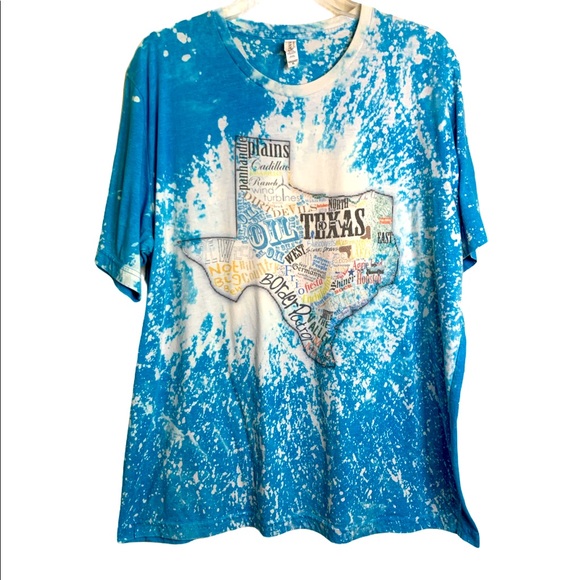 Bella Canvas Tops - Custom Texas Bleach dye Tee Sz XL